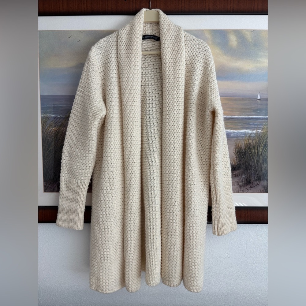 IrelandsEye Dublin Knit Textured Coatigan Virgin Wool Cardigan Made in Ireland